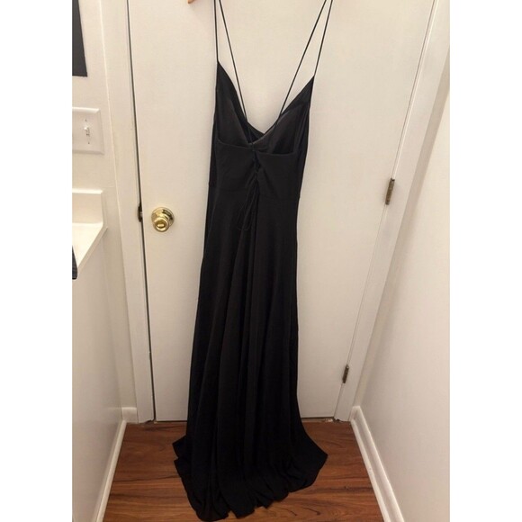 Lulus Romantically Speaking Black Cowl Lace-Up Maxi Dress Size Medium NWT Formal - Picture 3 of 9